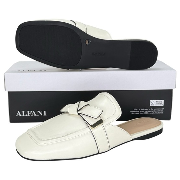 Alfani Parvani Bone Faux Leather Womens Flat Mules Size 10M - Picture 13 of 13